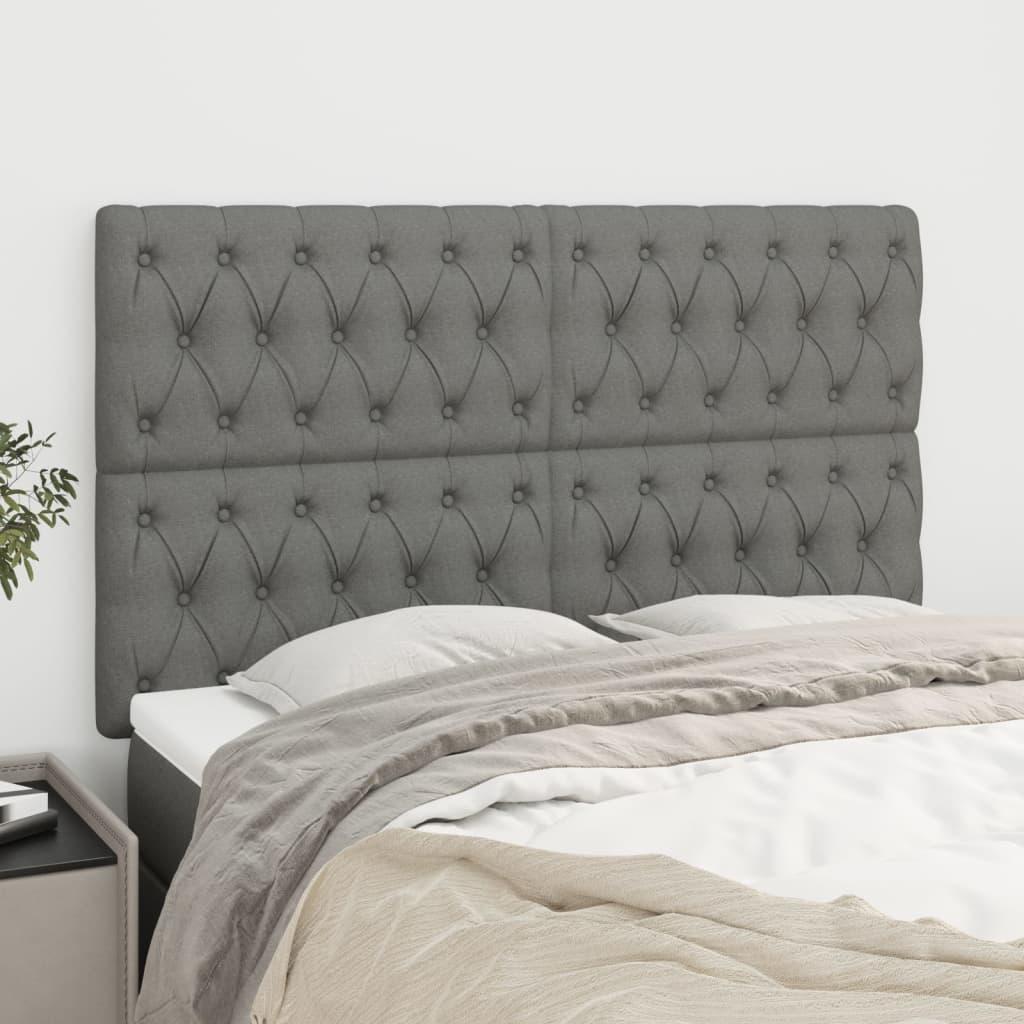 Headboard Dark Grey 144x5x118/128 cm Fabric