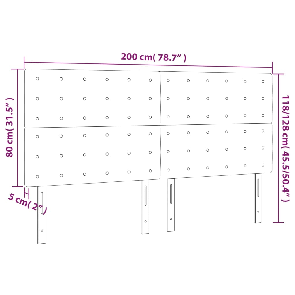 Headboard Black 200x5x118/128 cm Fabric
