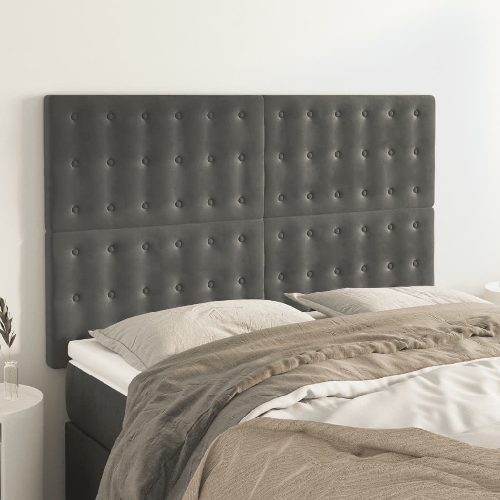 Headboard Dark Grey 144x5x118/128 cm Velvet
