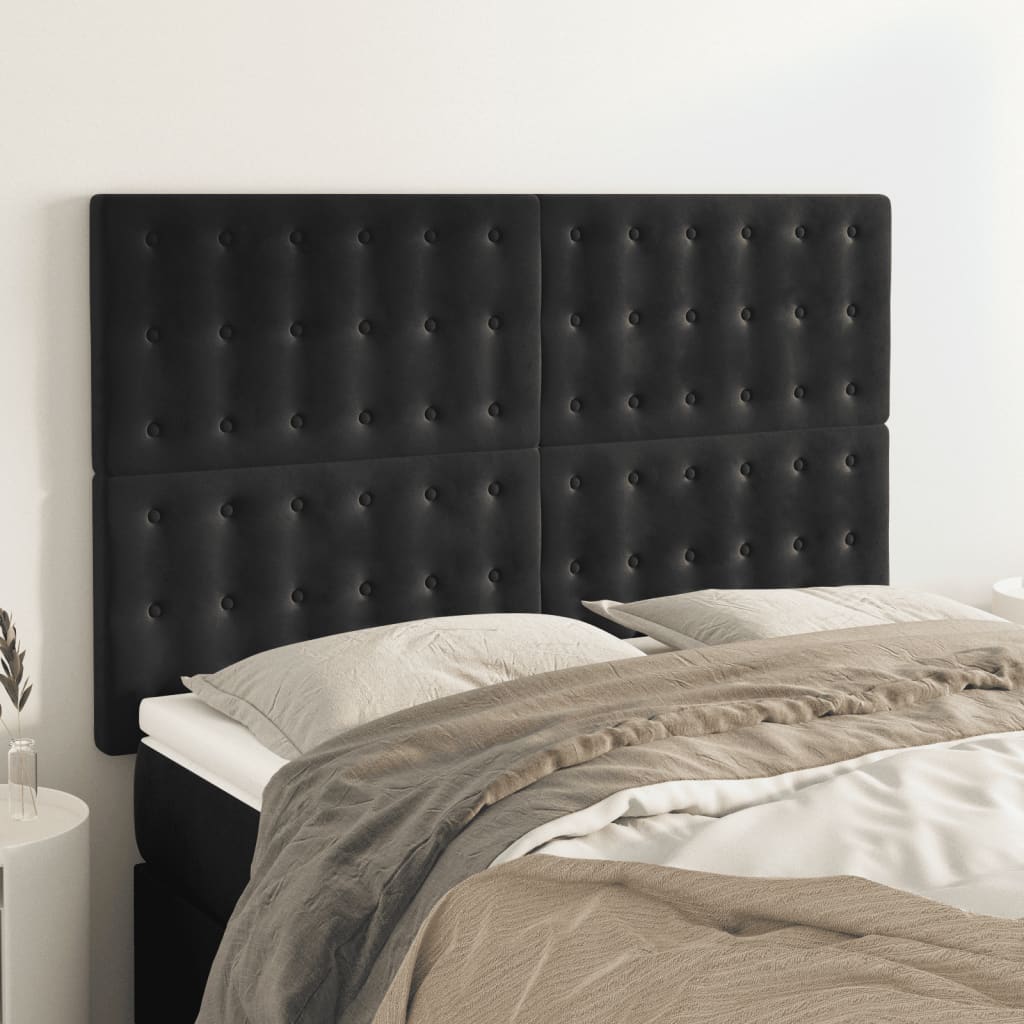 Headboard Black 144x5x118/128 cm Velvet