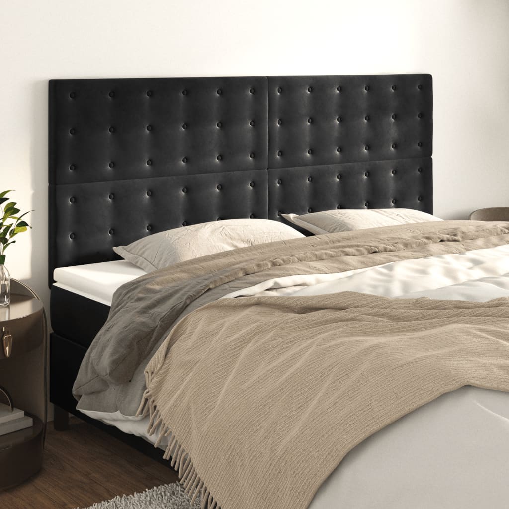 Headboard Black 200x5x118/128 cm Velvet
