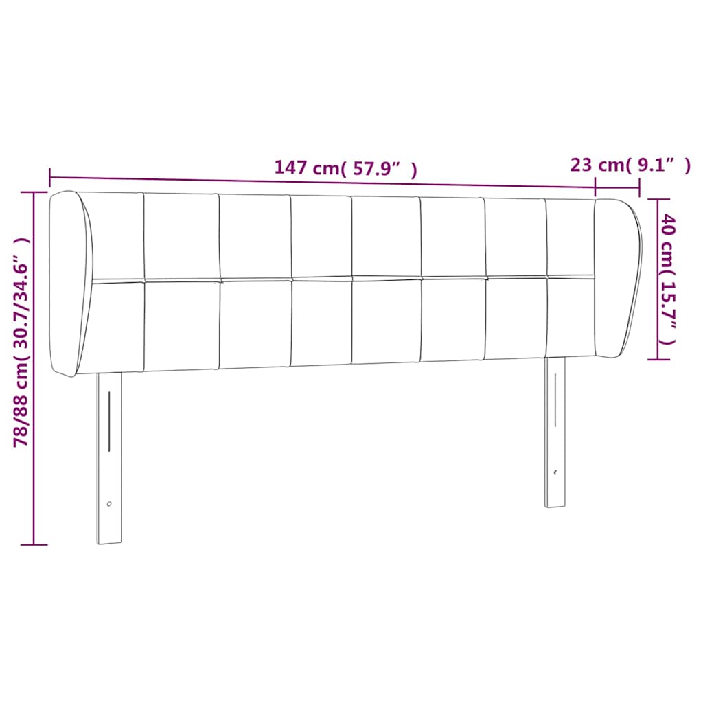 Headboard with Ears Dark Grey 147 cm Fabric
