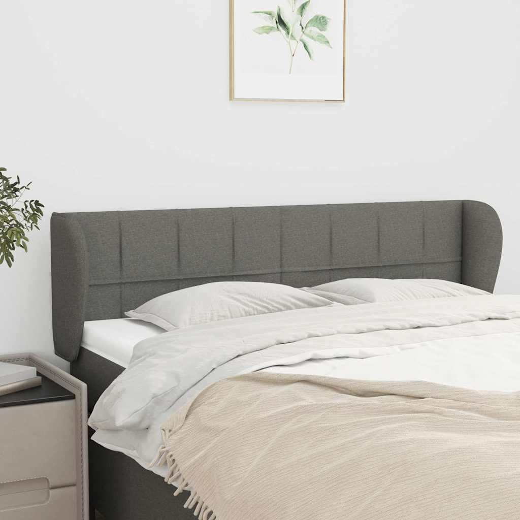 Headboard with Ears Dark Grey 147 cm Fabric