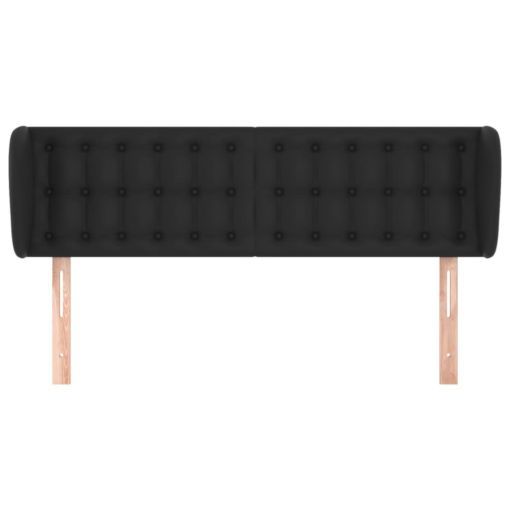 Headboard with Ears Black 147 cm Faux Leather