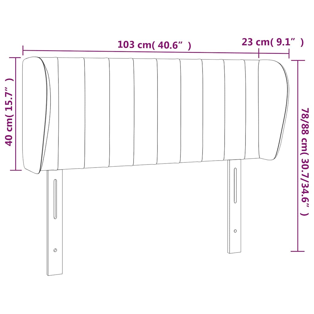 Headboard with Ears Dark Grey 103 cm Fabric