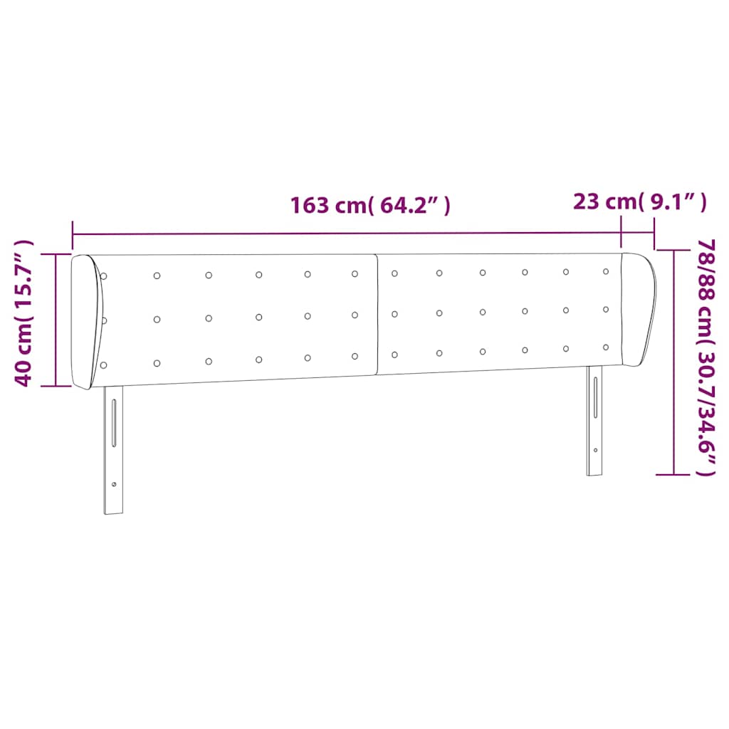 Headboard with Ears Dark Grey 163 cm Fabric