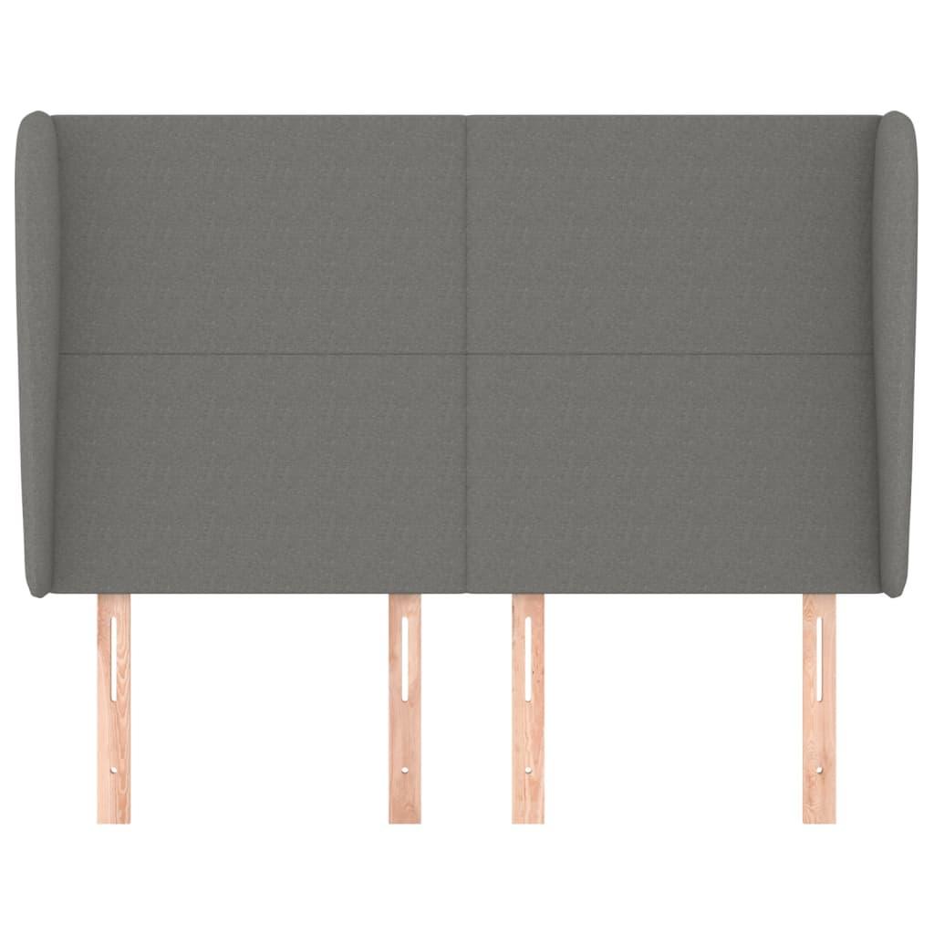 Headboard with Ears Dark Grey 147 cm Fabric
