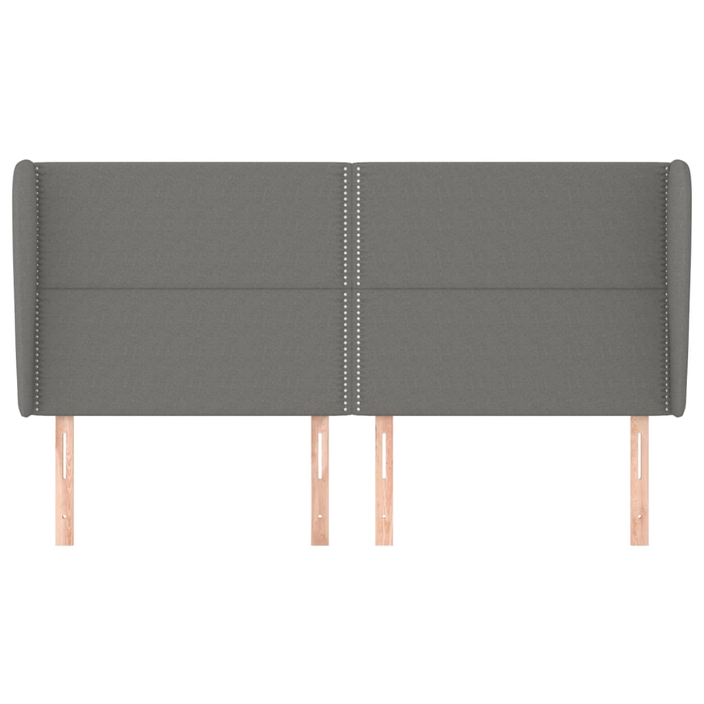 Headboard with Ears Dark Grey 163 cm Fabric