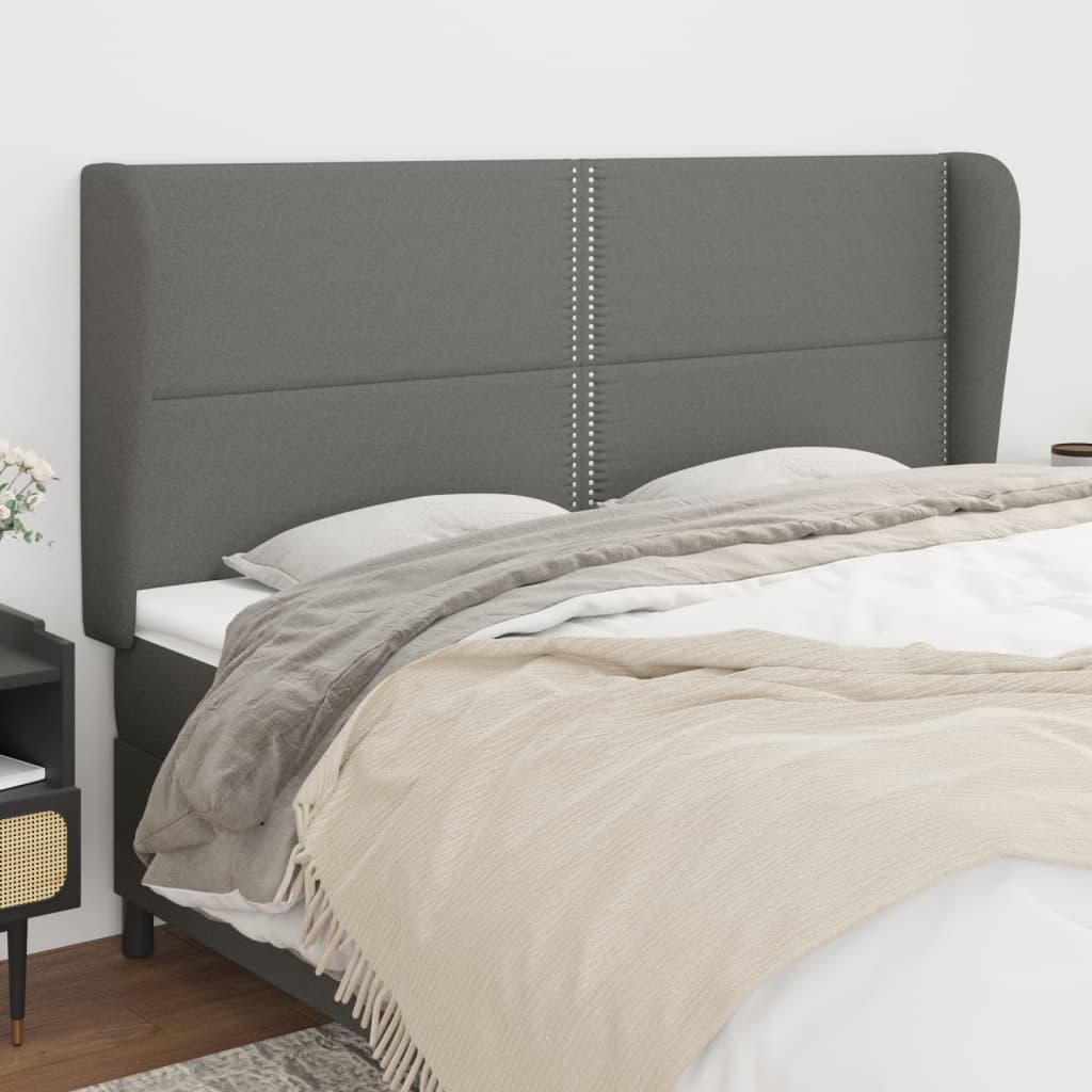 Headboard with Ears Dark Grey 163 cm Fabric