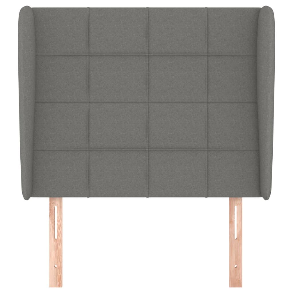 Headboard with Ears Dark Grey 103 cm Fabric