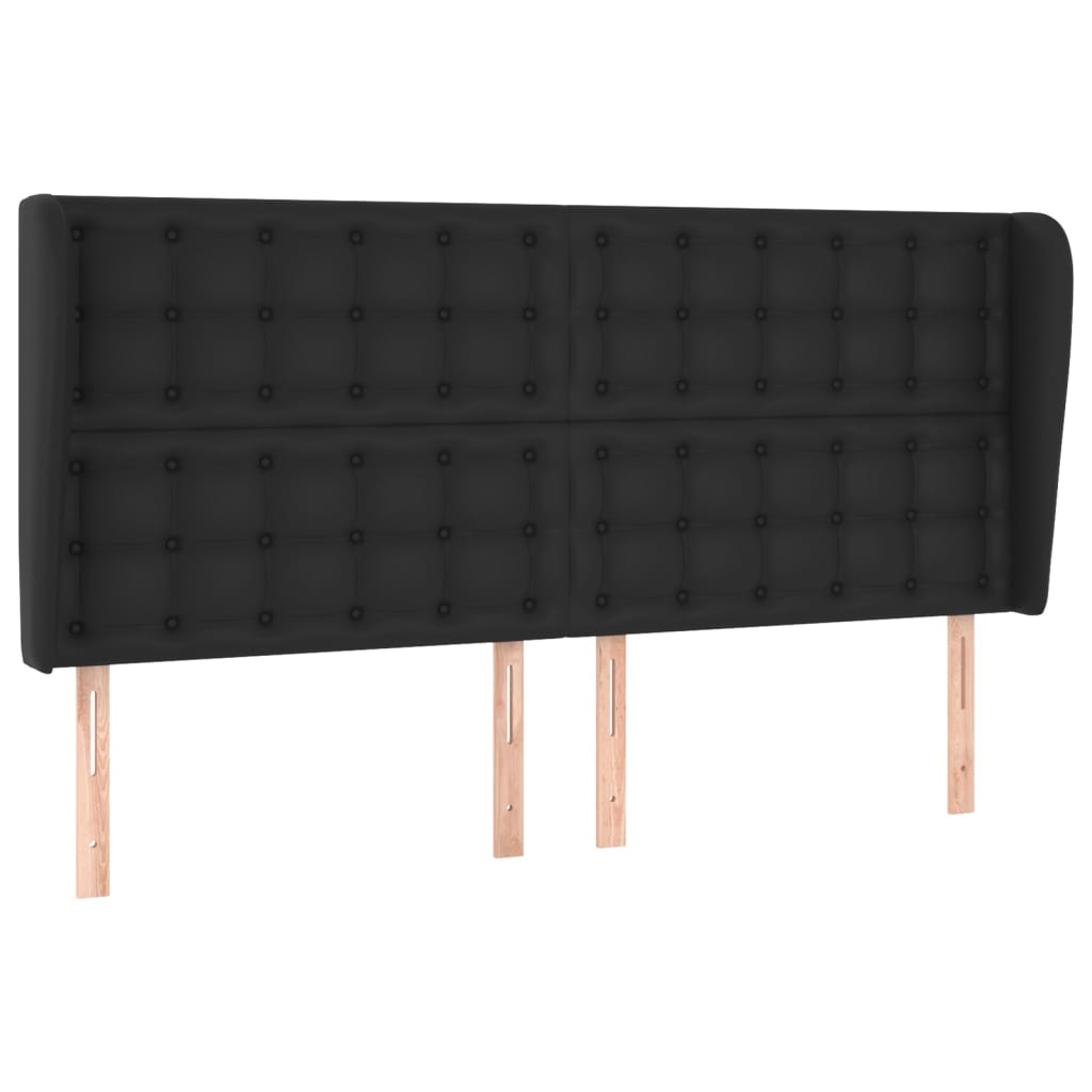Headboard with Ears Black 203 cm Faux Leather