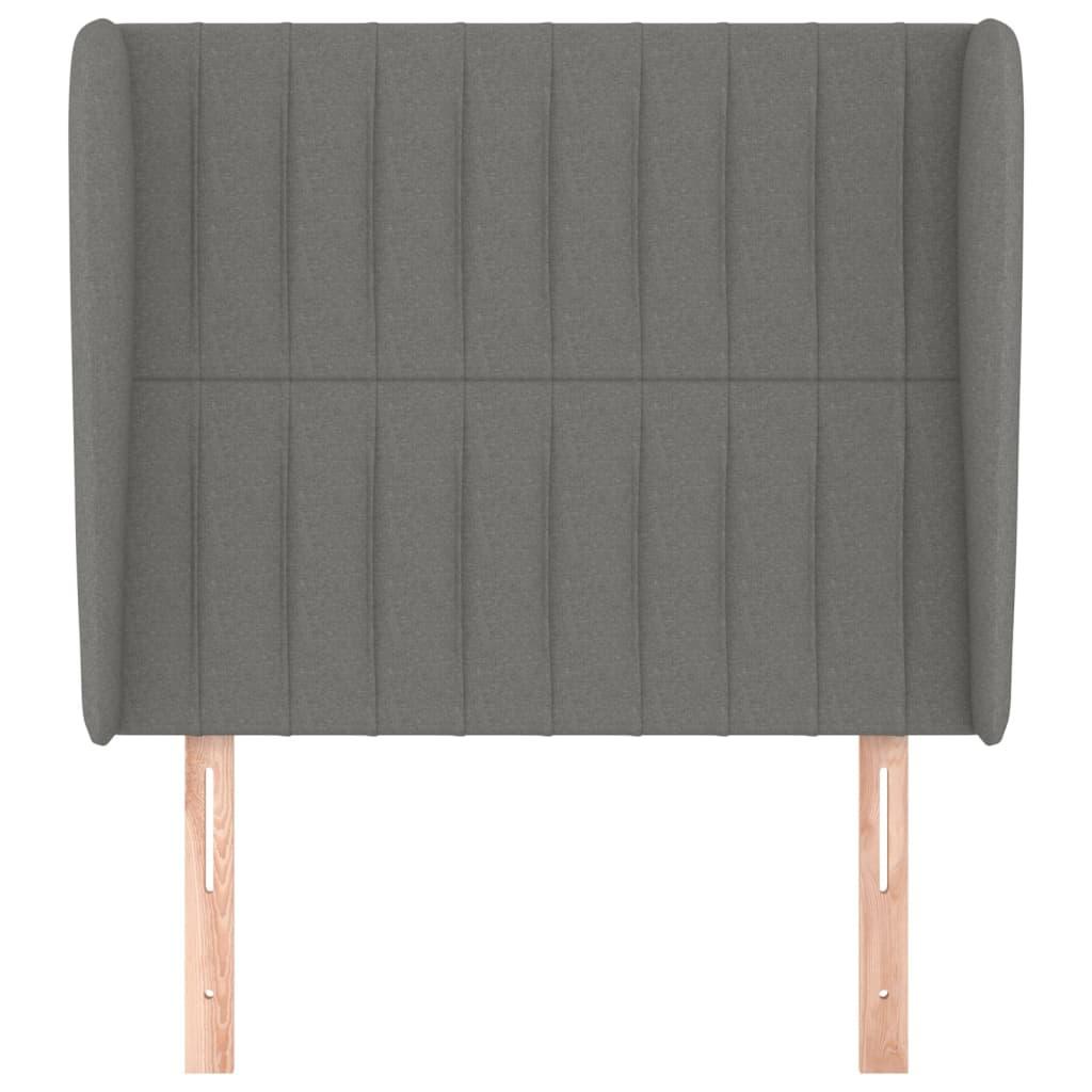 Headboard with Ears Dark Grey 103 cm Fabric