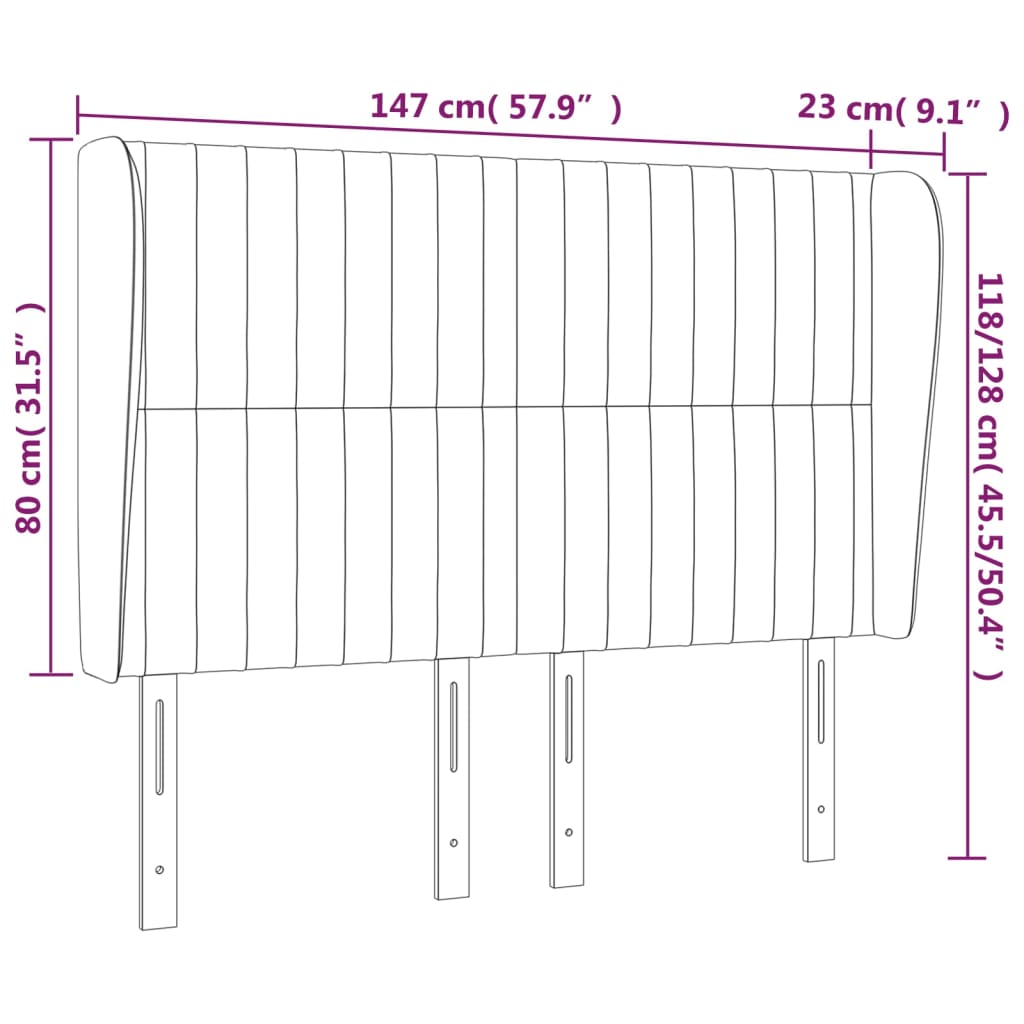 Headboard with Ears Dark Grey 147 cm Fabric