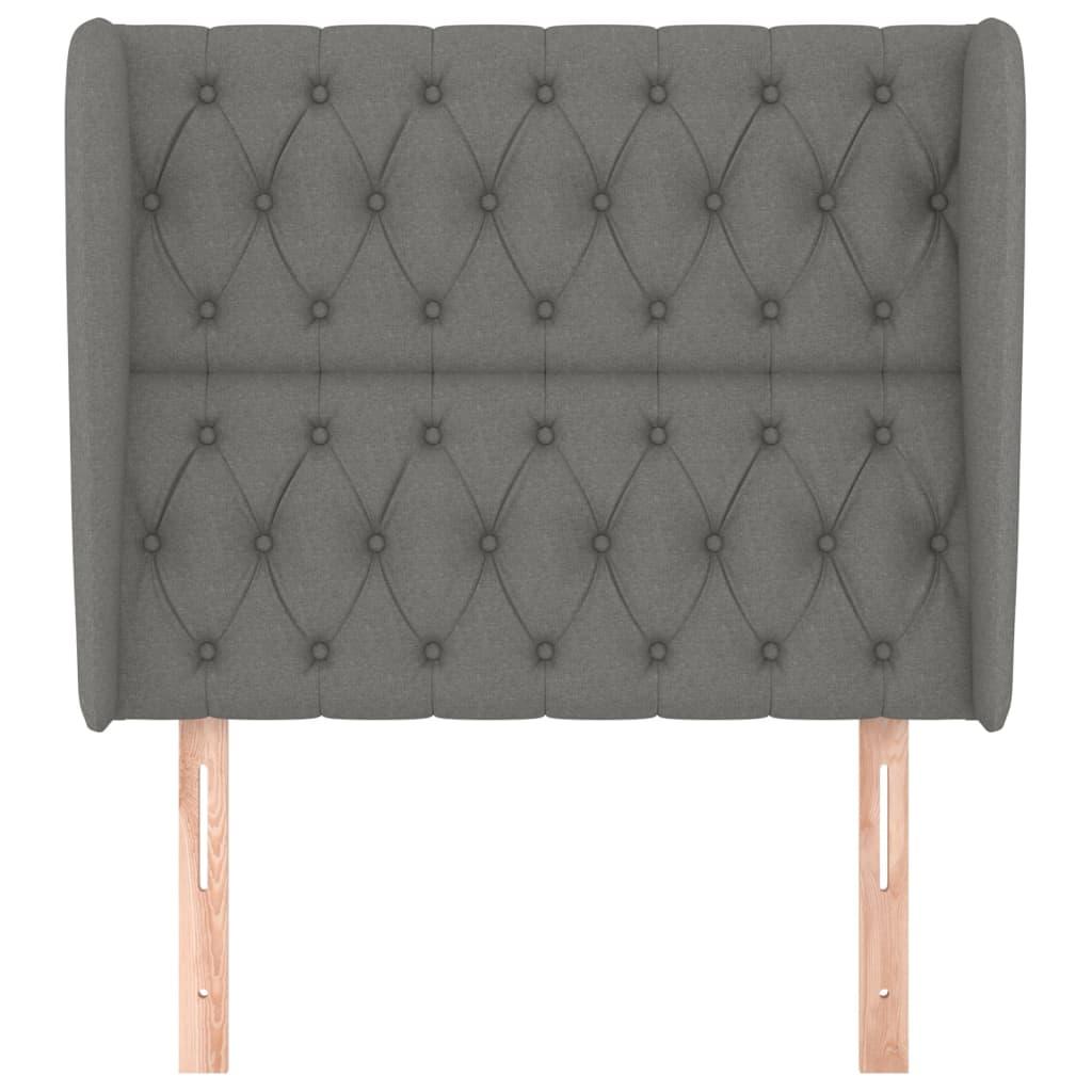 Headboard with Ears Dark Grey 103 cm Fabric