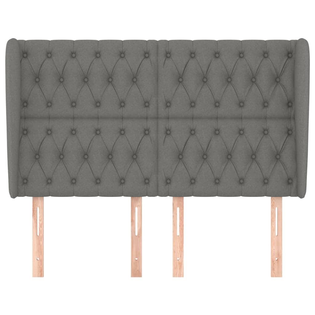 Headboard with Ears Dark Grey 147 cm Fabric