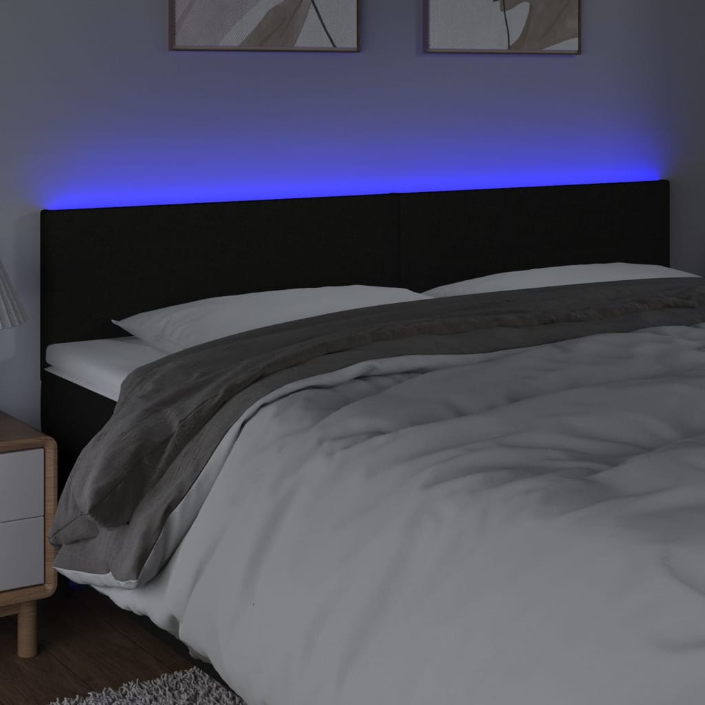 LED Headboard Black 160 cm Fabric