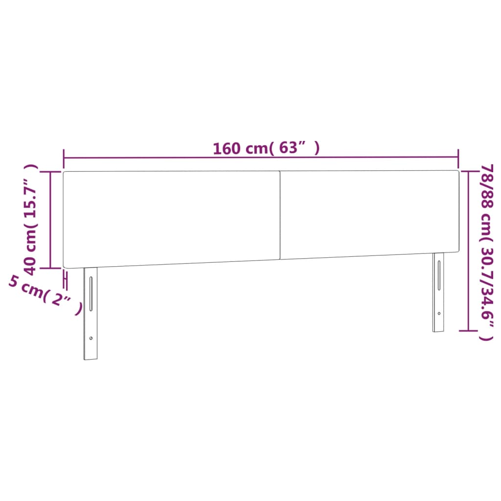 LED Headboard Black 160 cm Velvet