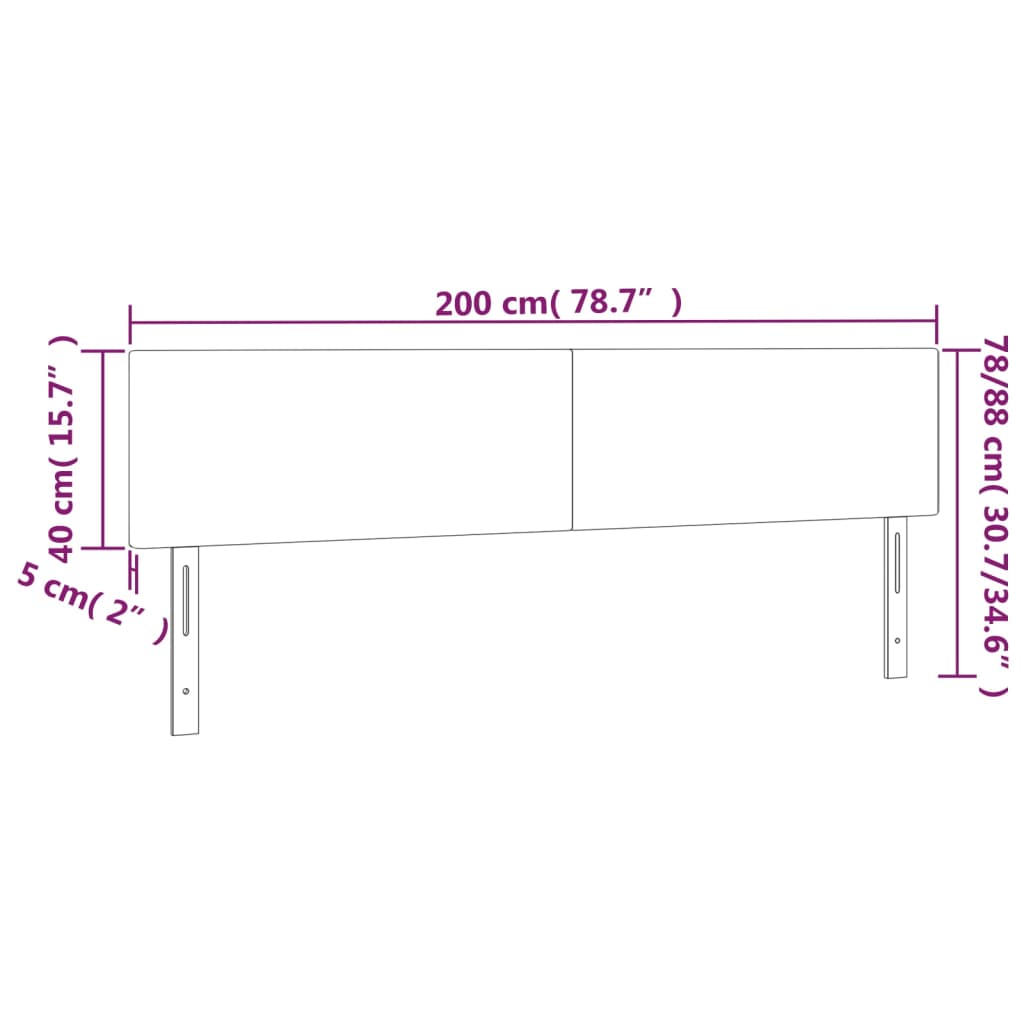 LED Headboard Dark Grey 200 cm Velvet