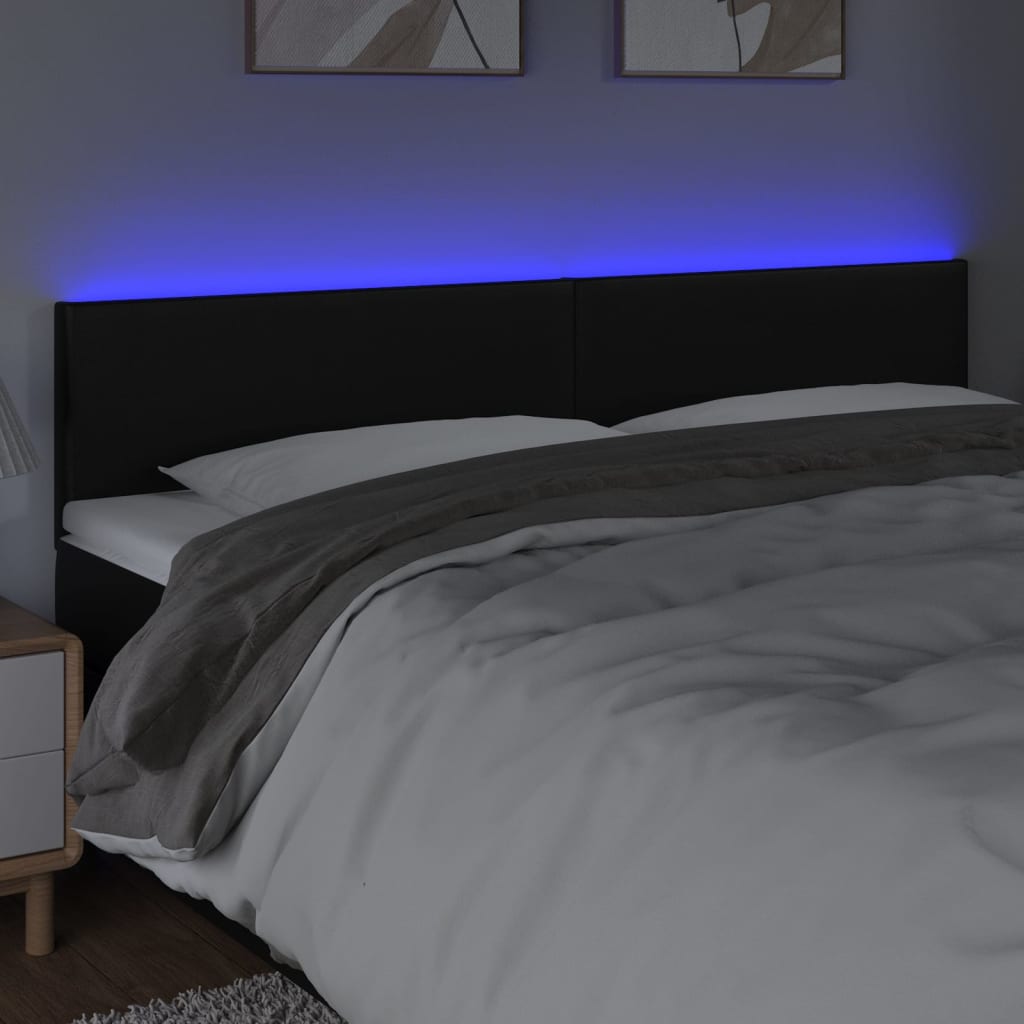 LED Headboard Black 160 cm Faux Leather