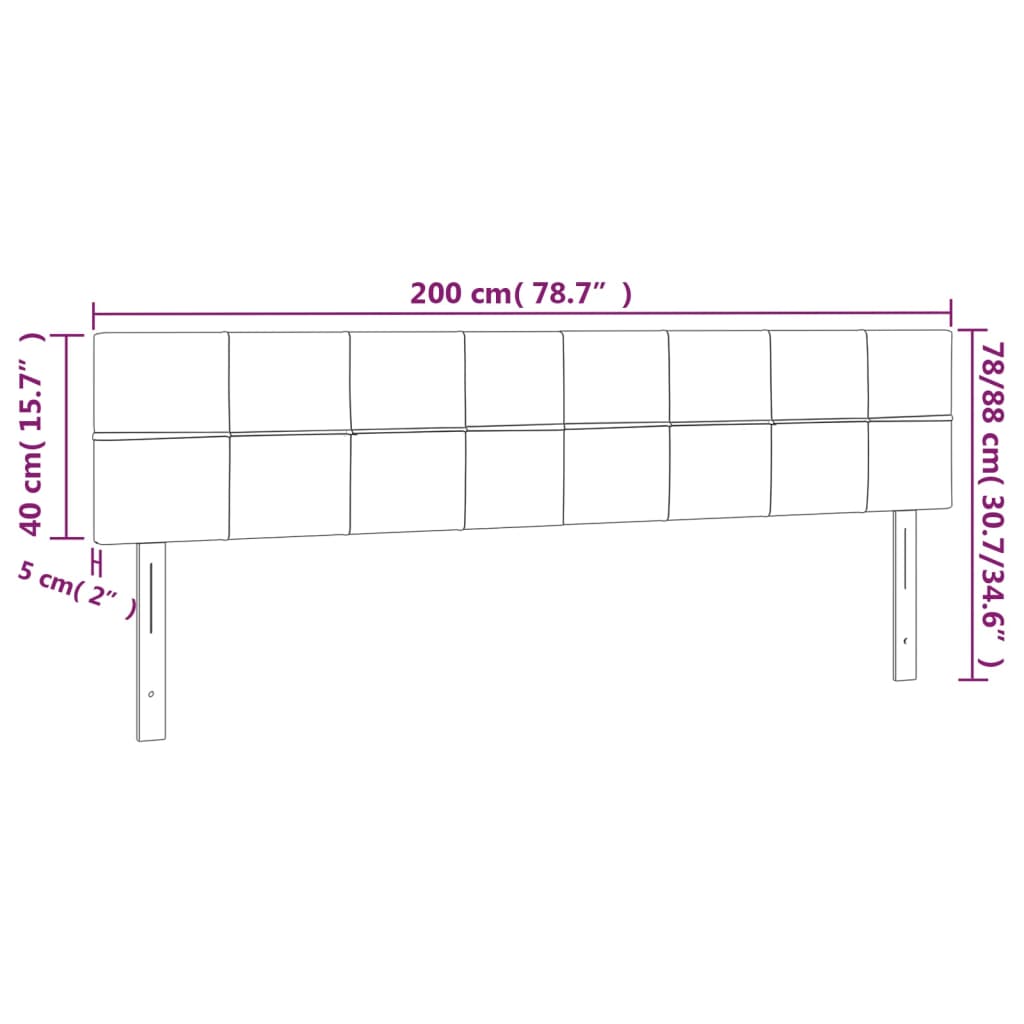 LED Headboard Dark Grey 200 cm Fabric
