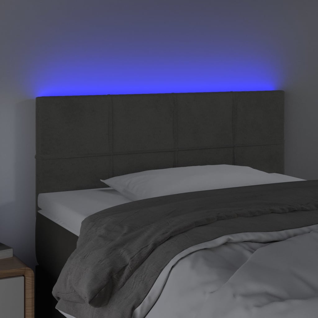LED Headboard Dark Grey 100 cm Velvet