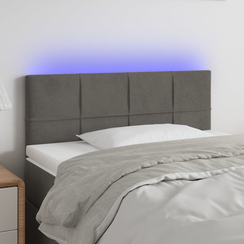 LED Headboard Dark Grey 100 cm Velvet