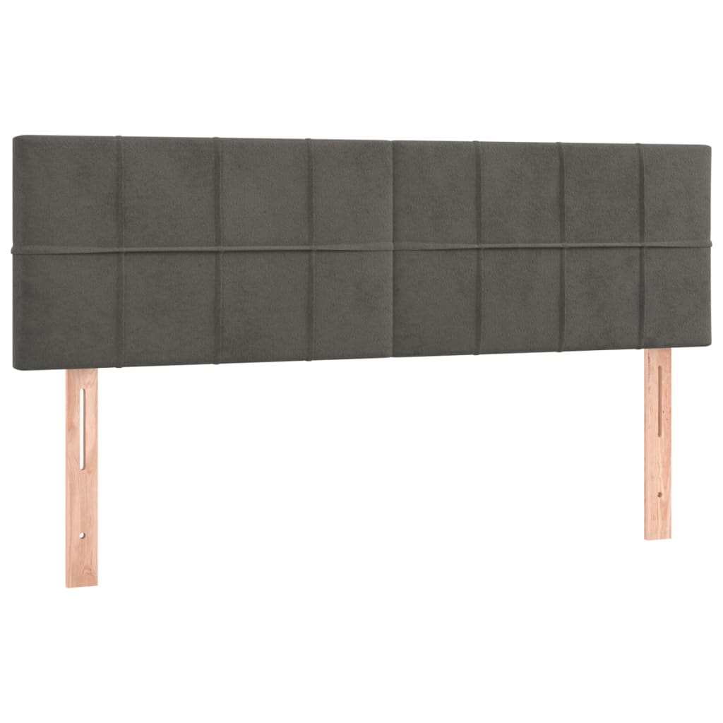 LED Headboard Dark Grey 144 cm Velvet