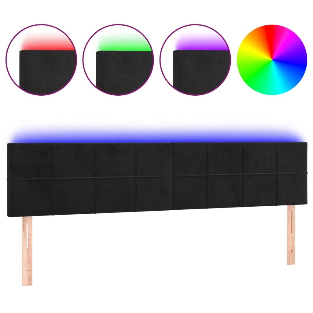LED Headboard Black 160 cm Velvet