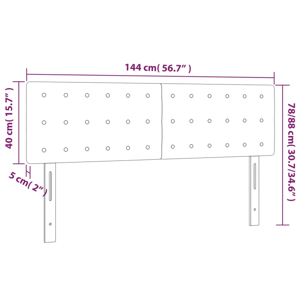 LED Headboard Black 144x5x78/88 cm Faux Leather