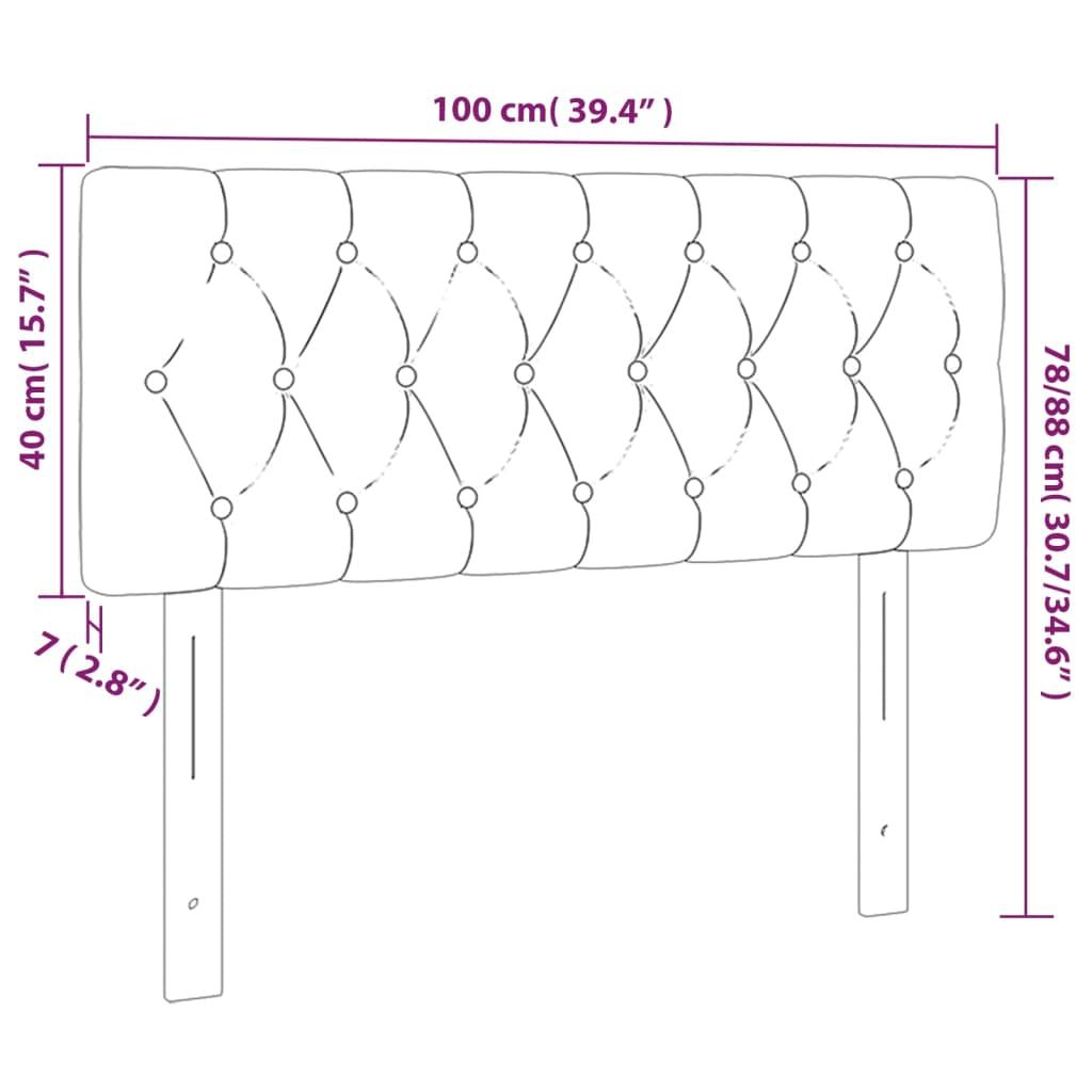 LED Headboard Dark Grey 100 cm Fabric