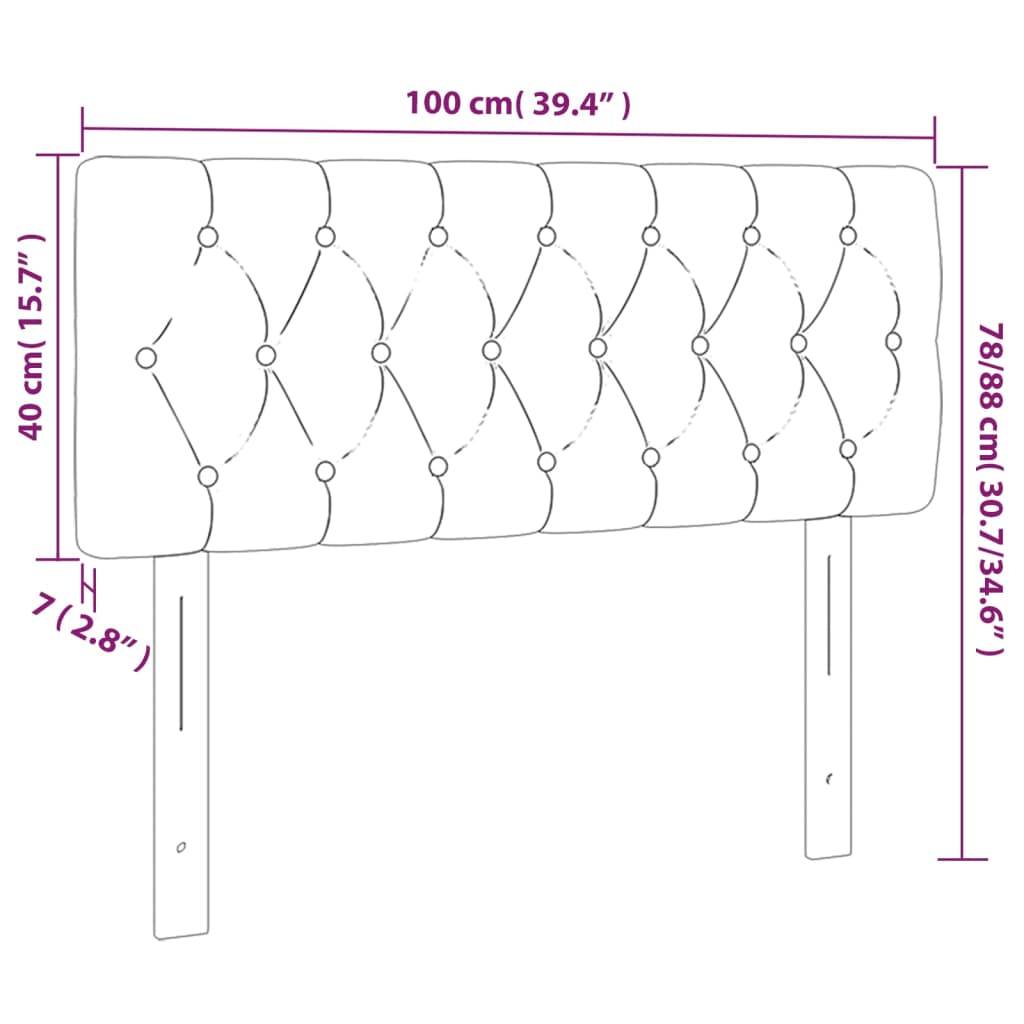 LED Headboard Dark Grey 100 cm Velvet