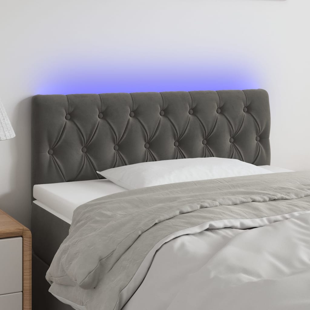 LED Headboard Dark Grey 100 cm Velvet