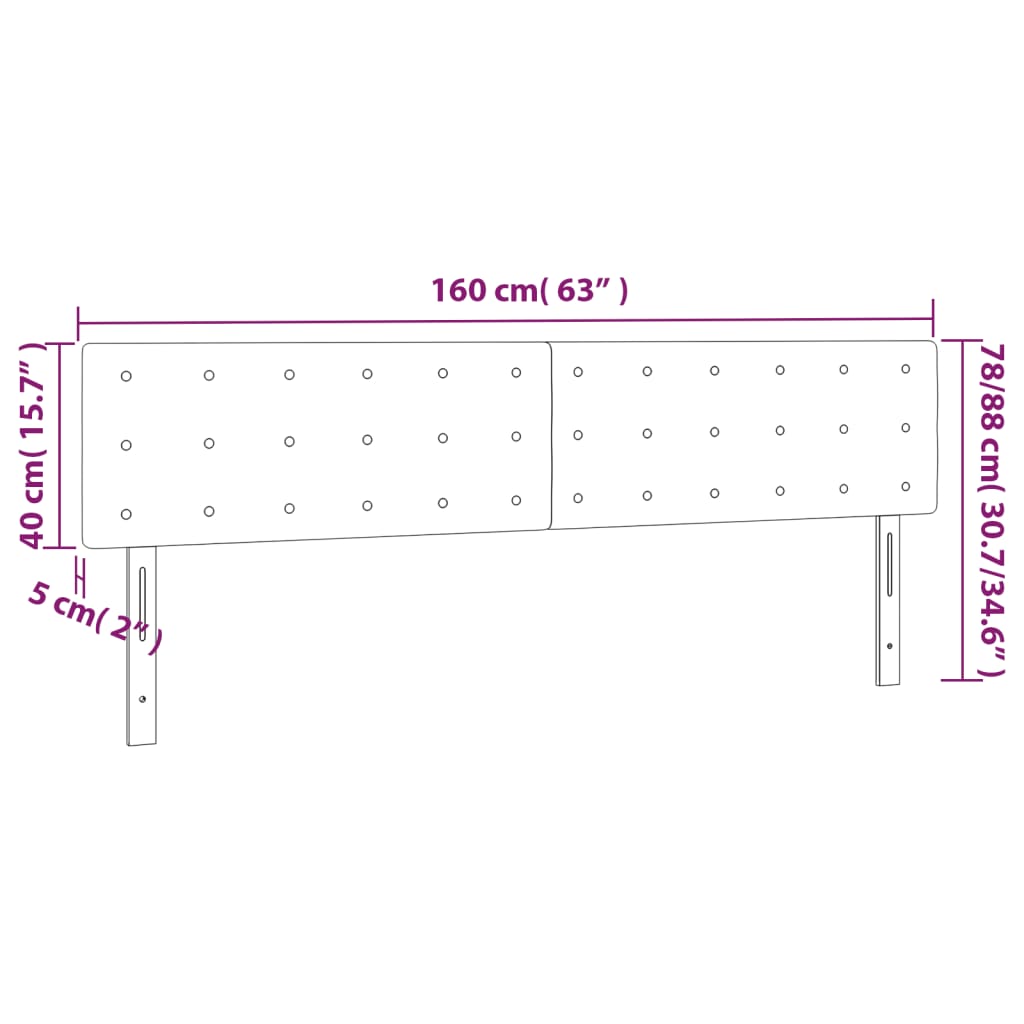 LED Headboard Dark Grey 160 cm Fabric