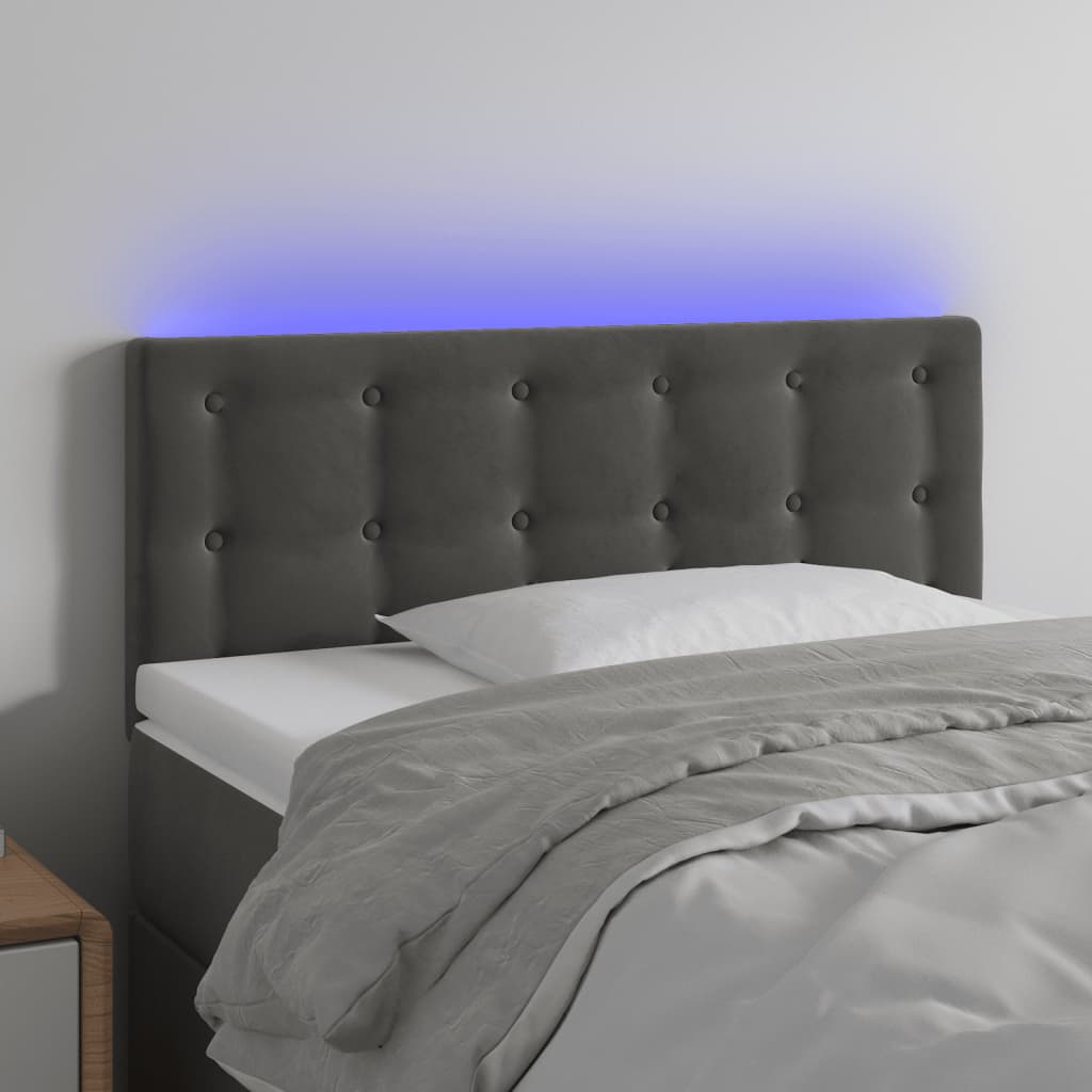 LED Headboard Dark Grey 100 cm Velvet