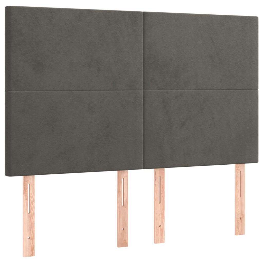 LED Headboard Dark Grey 144 cm Velvet