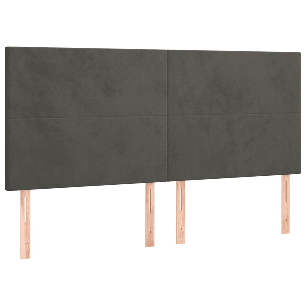 LED Headboard Dark Grey 160 cm Velvet