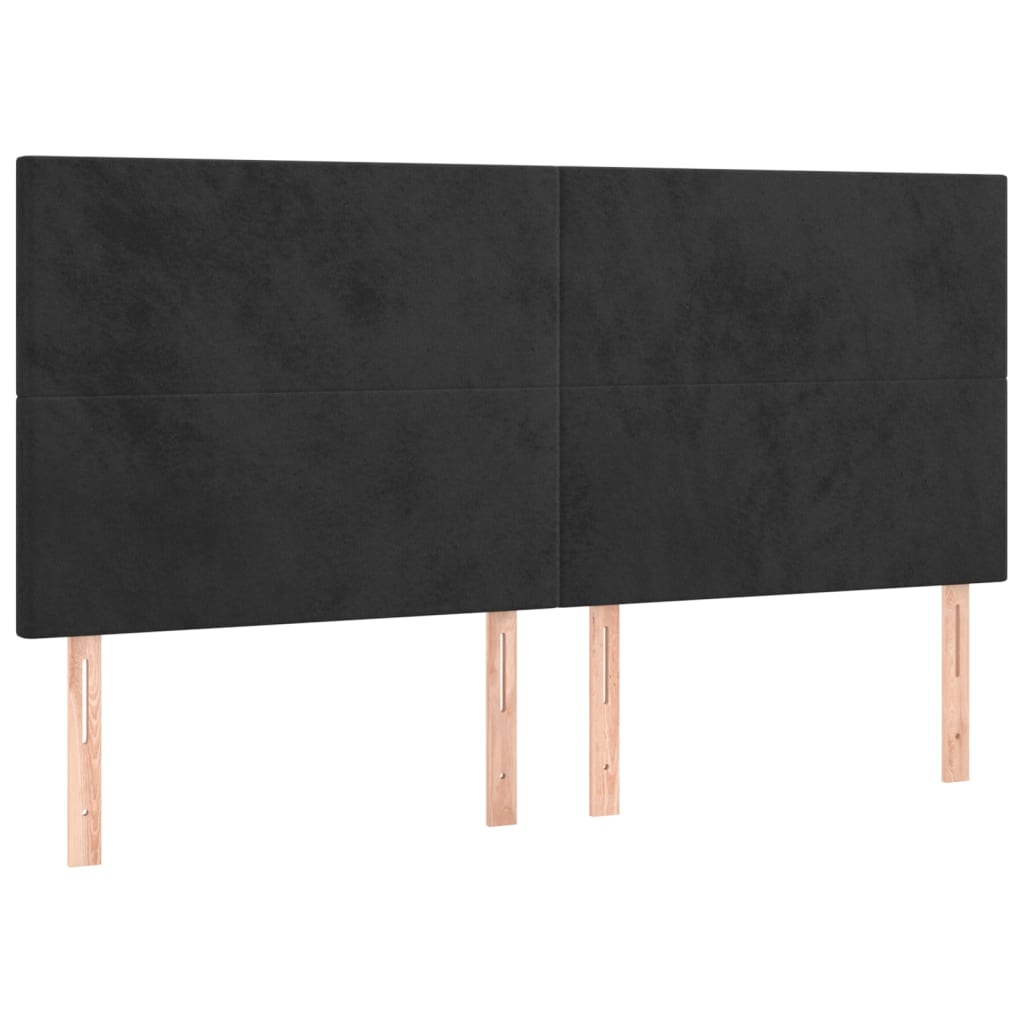 LED Headboard Black 200x5x118/128 cm Velvet