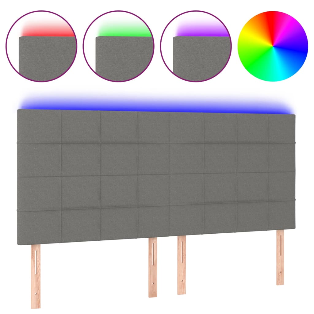 LED Headboard Dark Grey 200 cm Fabric