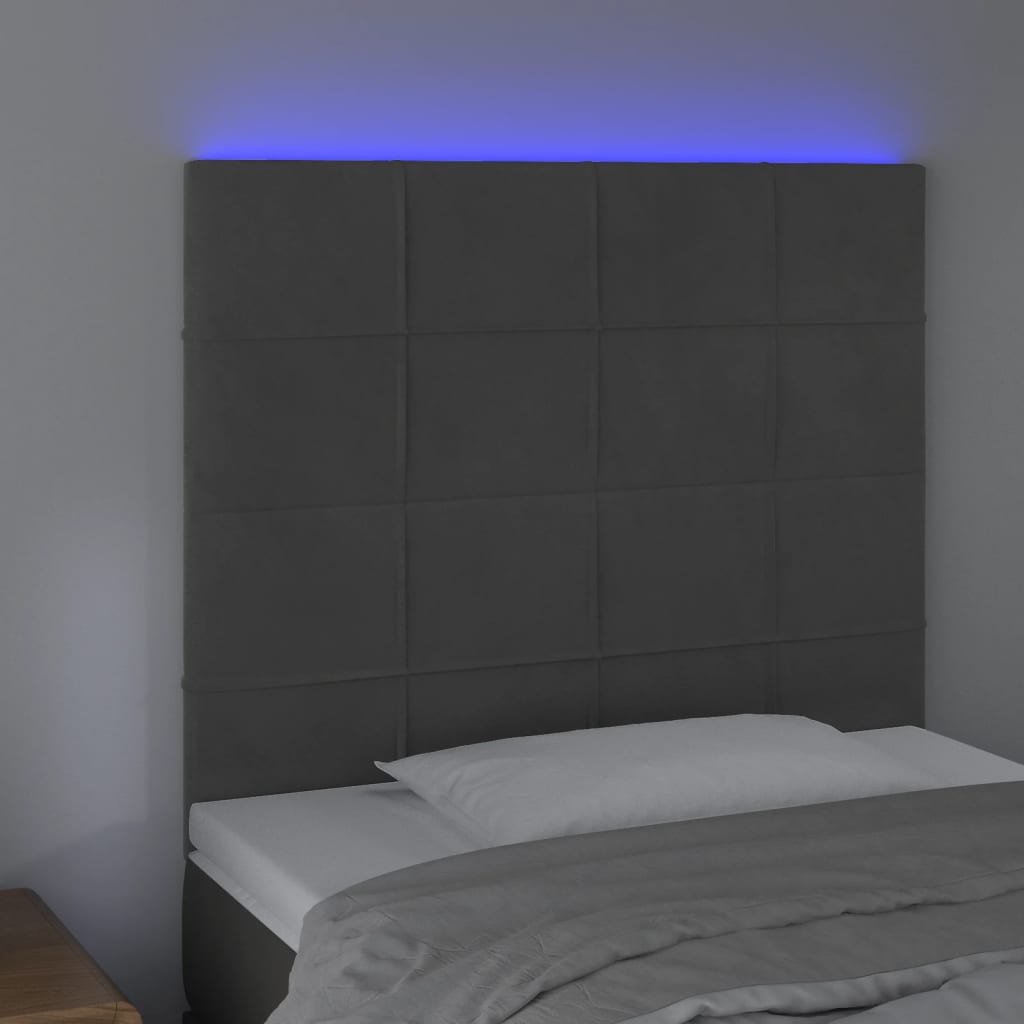 LED Headboard Dark Grey 80 cm Velvet