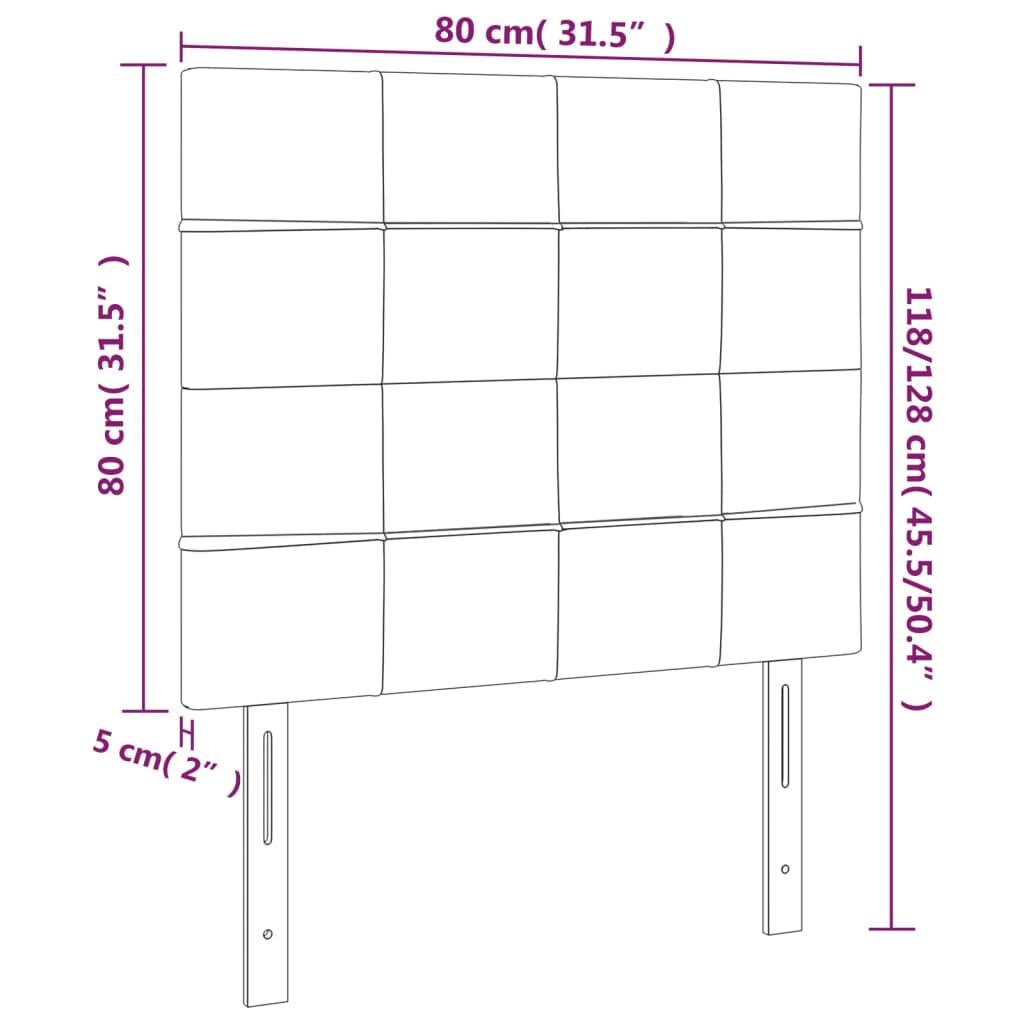 LED Headboard Dark Grey 80 cm Velvet
