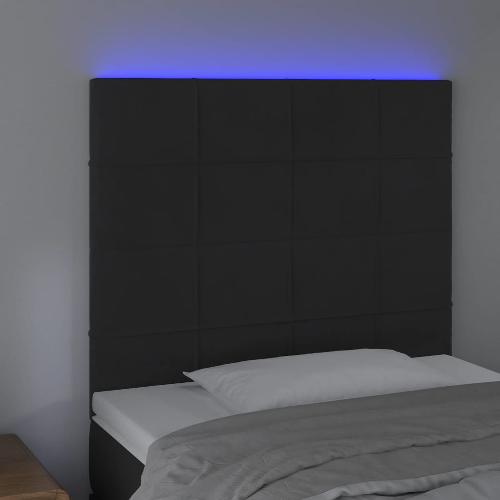 LED Headboard Black 80 cm Velvet