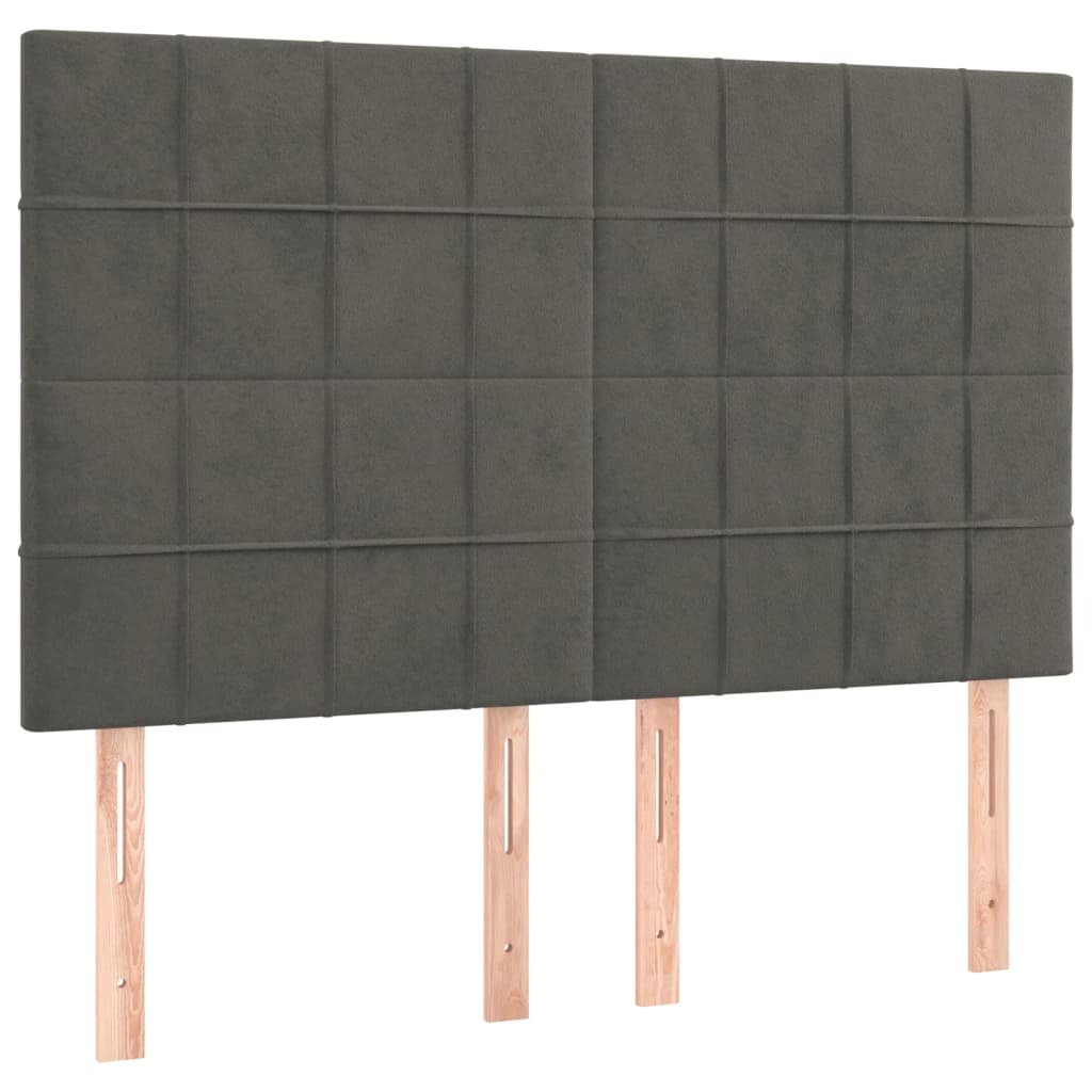 LED Headboard Dark Grey 144 cm Velvet