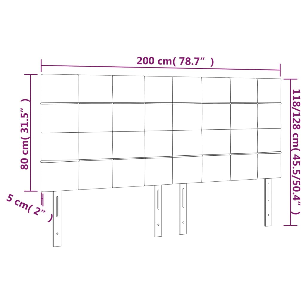 LED Headboard Dark Grey 200 cm Velvet