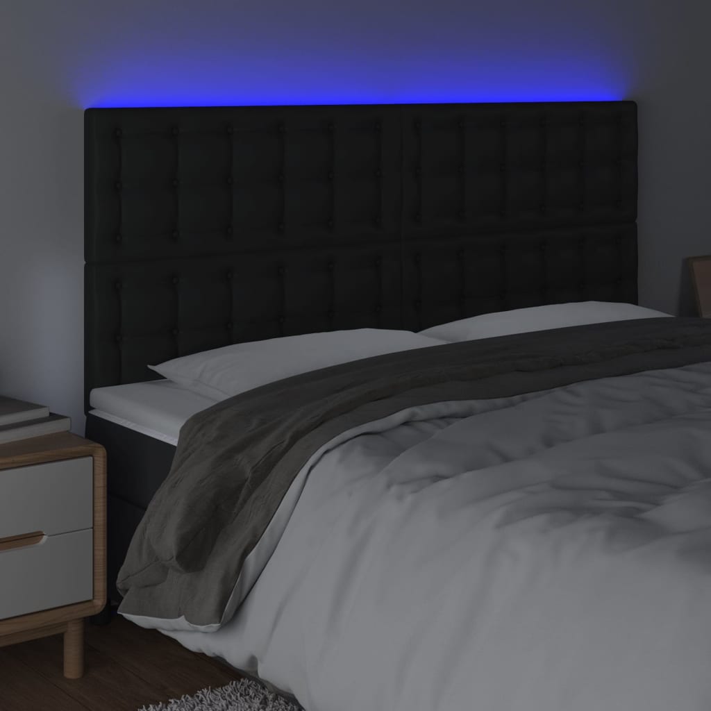 LED Headboard Black 200 cm Faux Leather