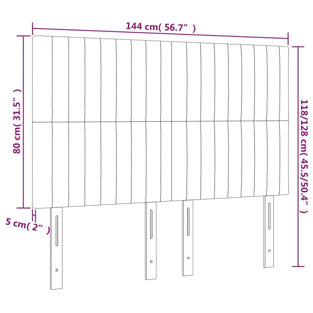 LED Headboard Dark Grey 144 cm Fabric