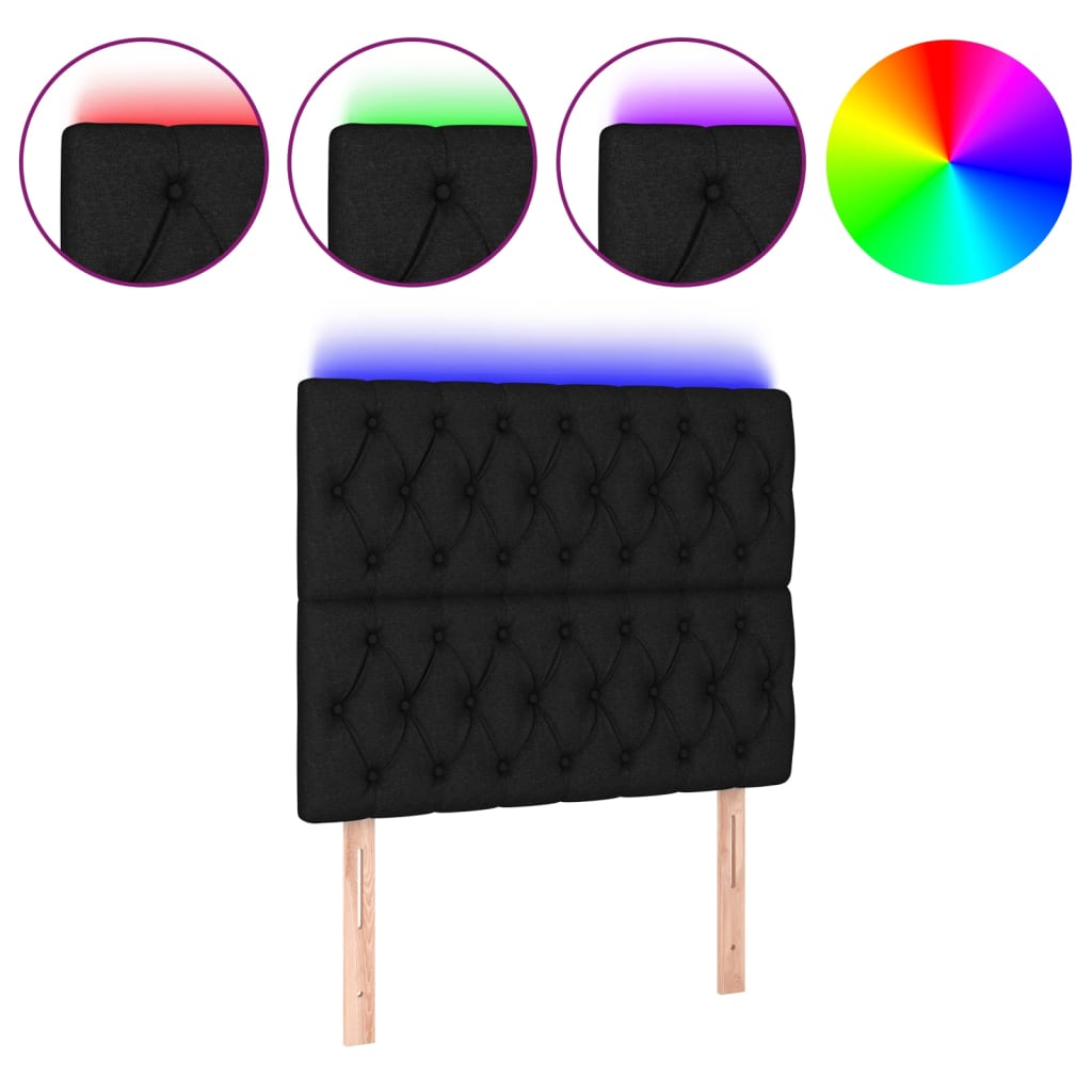 LED Headboard Black 100 cm Fabric