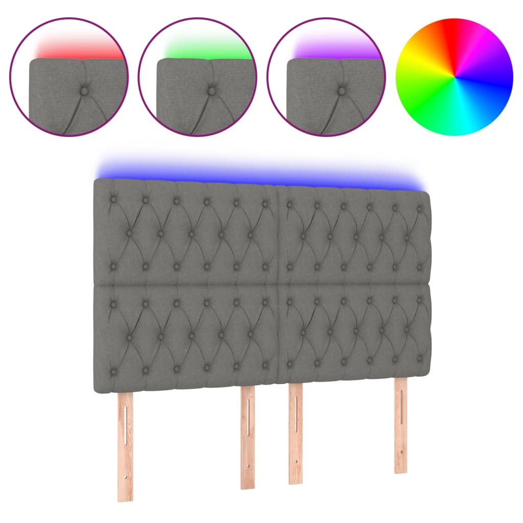 LED Headboard Dark Grey 144 cm Fabric