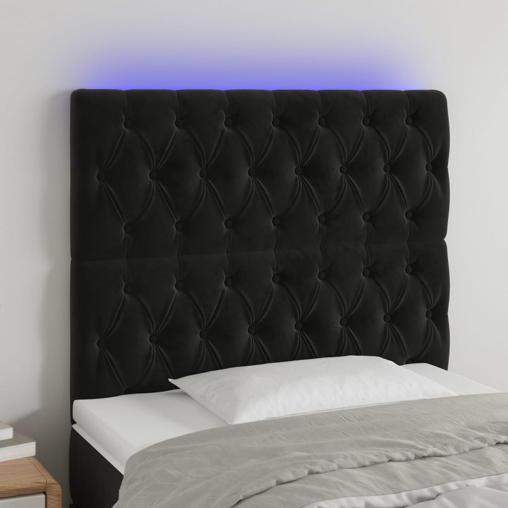 LED Headboard Black 100 cm Velvet
