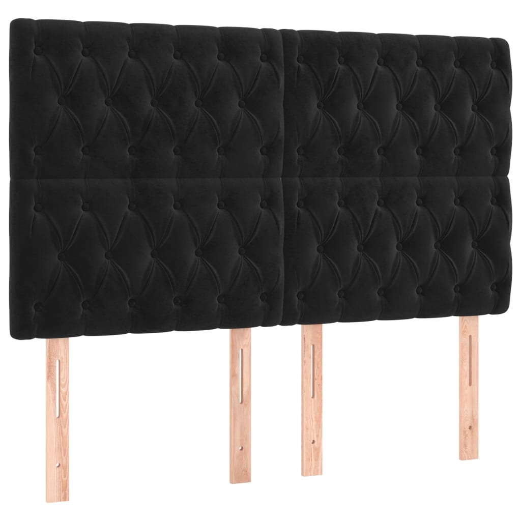 LED Headboard Black 144 cm Velvet