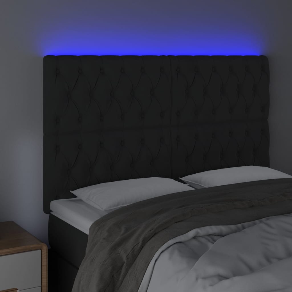 LED Headboard Black 160 cm Velvet